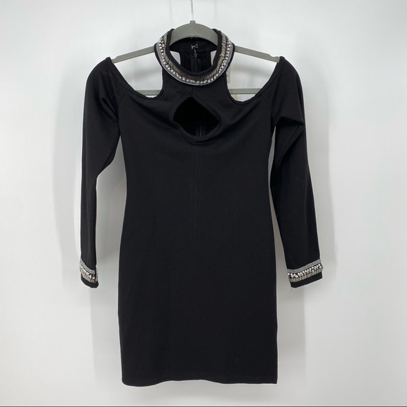 Sara Boo Dresses & Skirts - NWT Sara Boo Bodycon Cold Shoulder Embellished Mini Dress